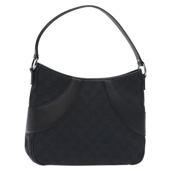 GUCCI GG Canvas Shoulder Bag Black Silver - Picture 1 of 16